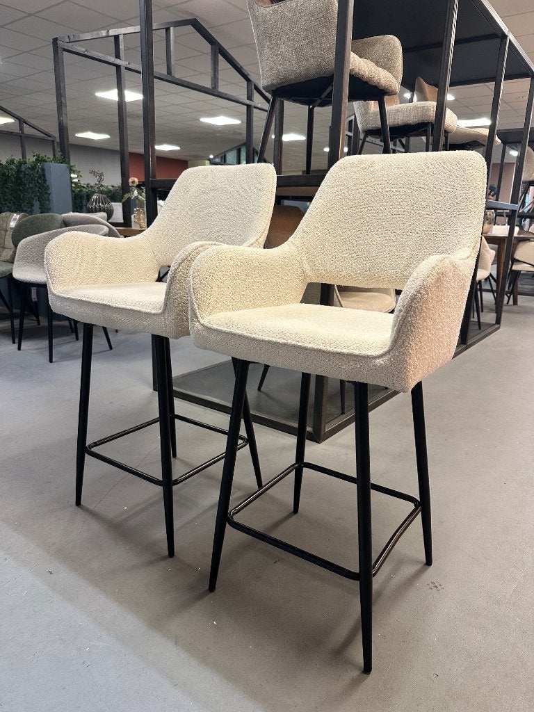 Witte barkruk stof - krukken wit - crèmekleurige barkrukken, 5 krukken of meer, Ophalen, Nieuw, 60 tot 90 cm