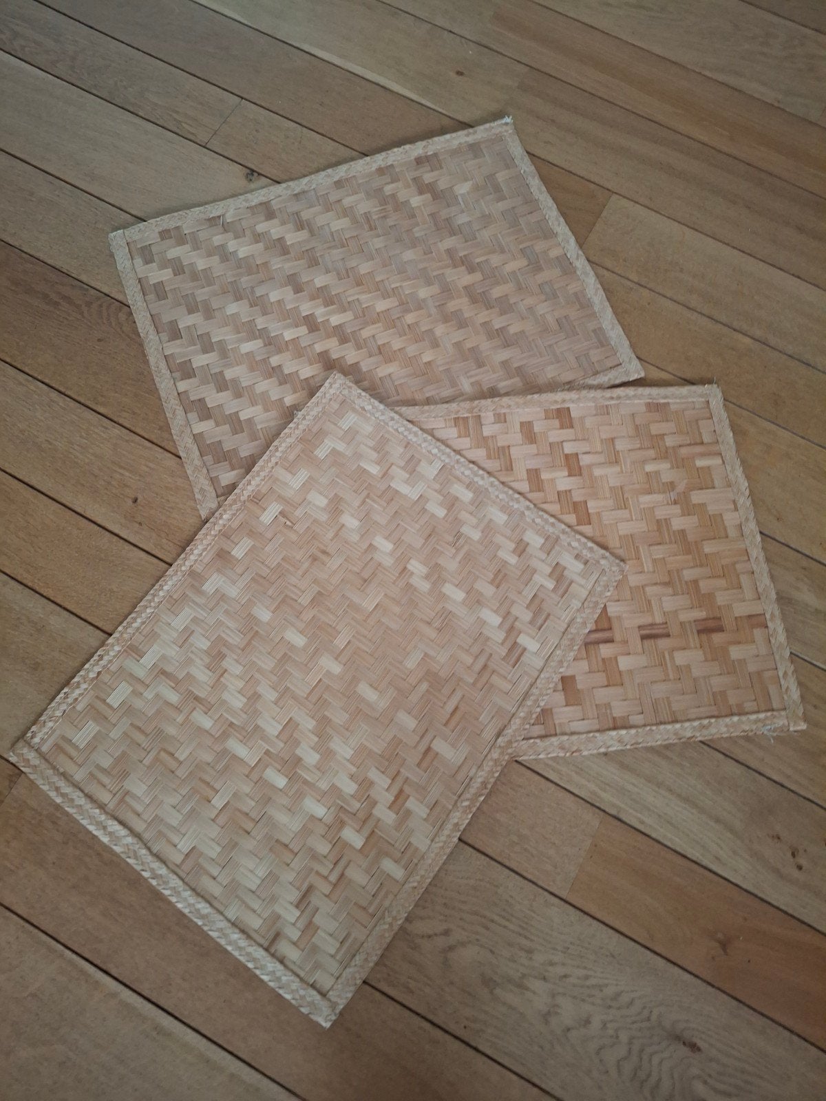 Set van 3 gevlochten placemats, Ophalen of Verzenden, Zo goed als nieuw, Beige, Natuurlijk materiaal