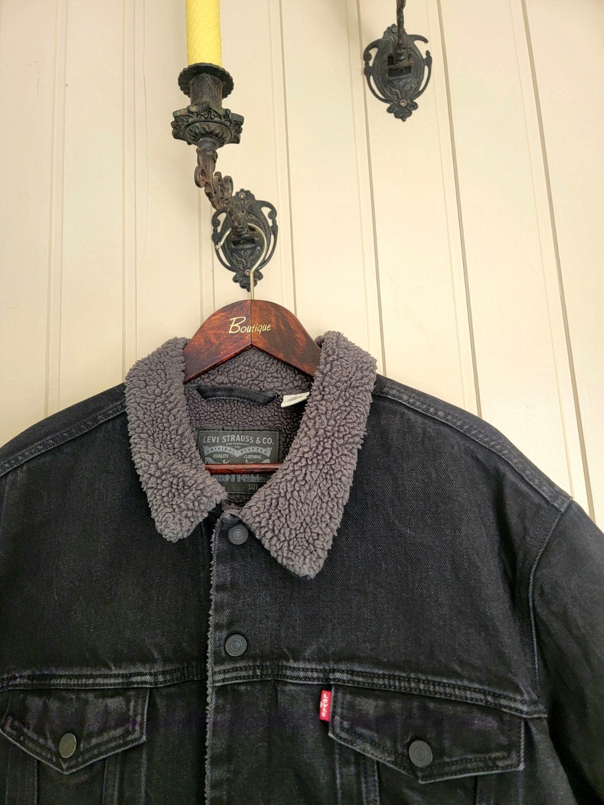 Mooie, originele, zwarte Levi's Teddy jeans jas XXL/XXXL, Levi's, Zwart, Overige maten, Ophalen of Verzenden