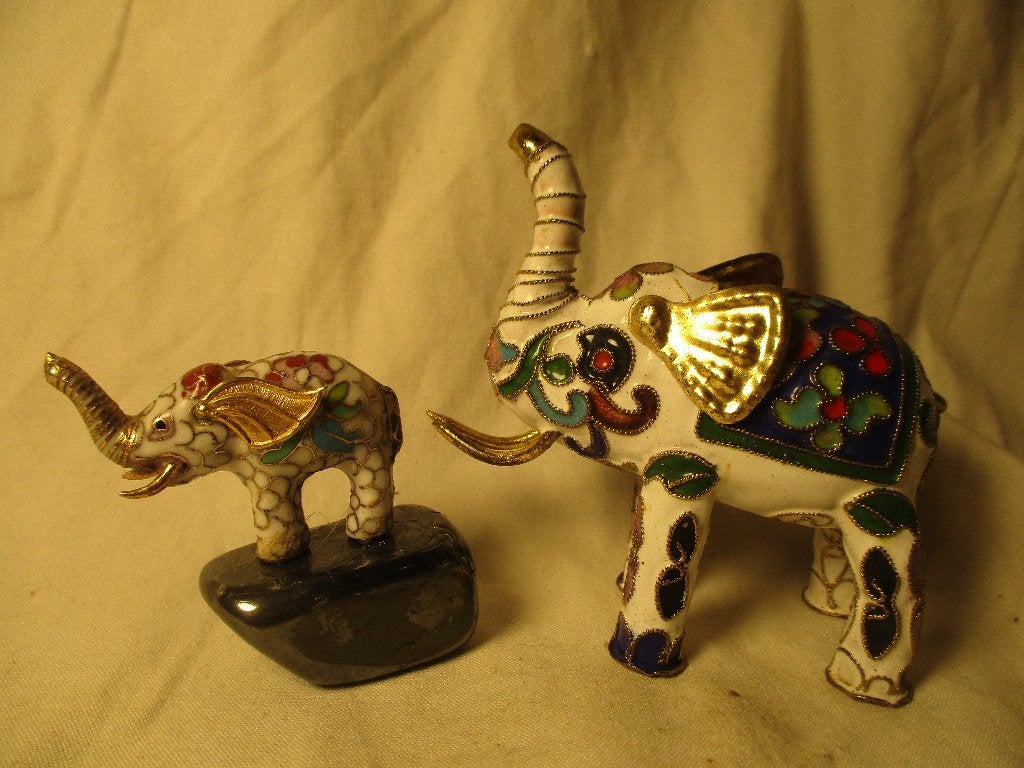 2x olifant beeldjes emaille, Ophalen of Verzenden, Zo goed als nieuw