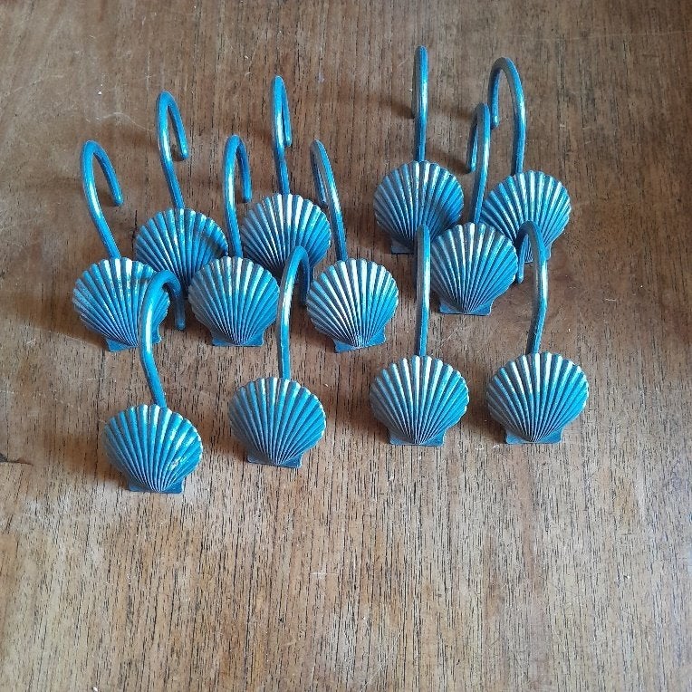 12 haken voor douchegordijn. Schelp, Ophalen of Verzenden, Gebruikt, Overige kleuren, Douche-accessoire