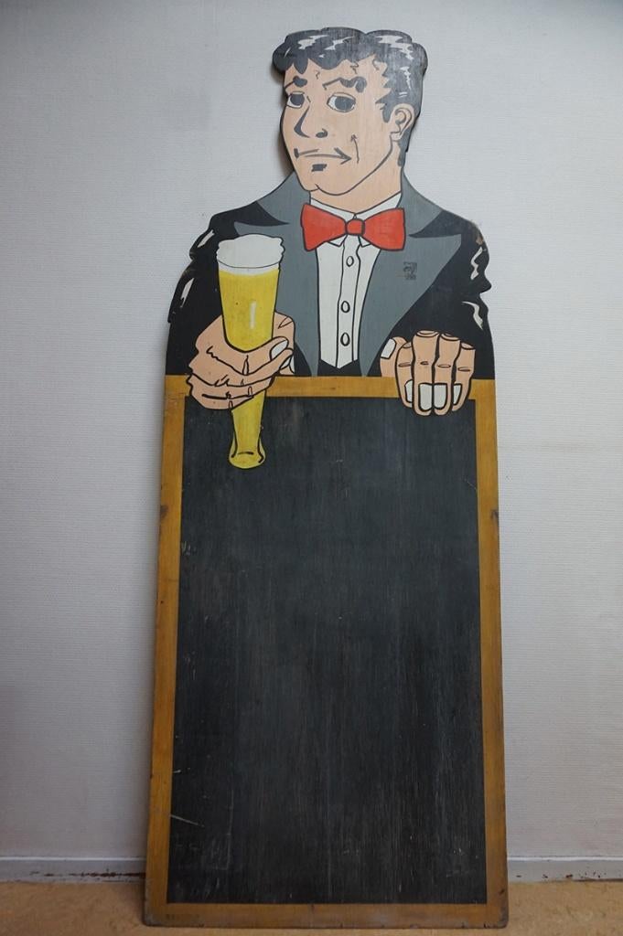 Vintage Bier Reclamebord/ krijtbord, dubbelzijdig, Ophalen, Gebruikt