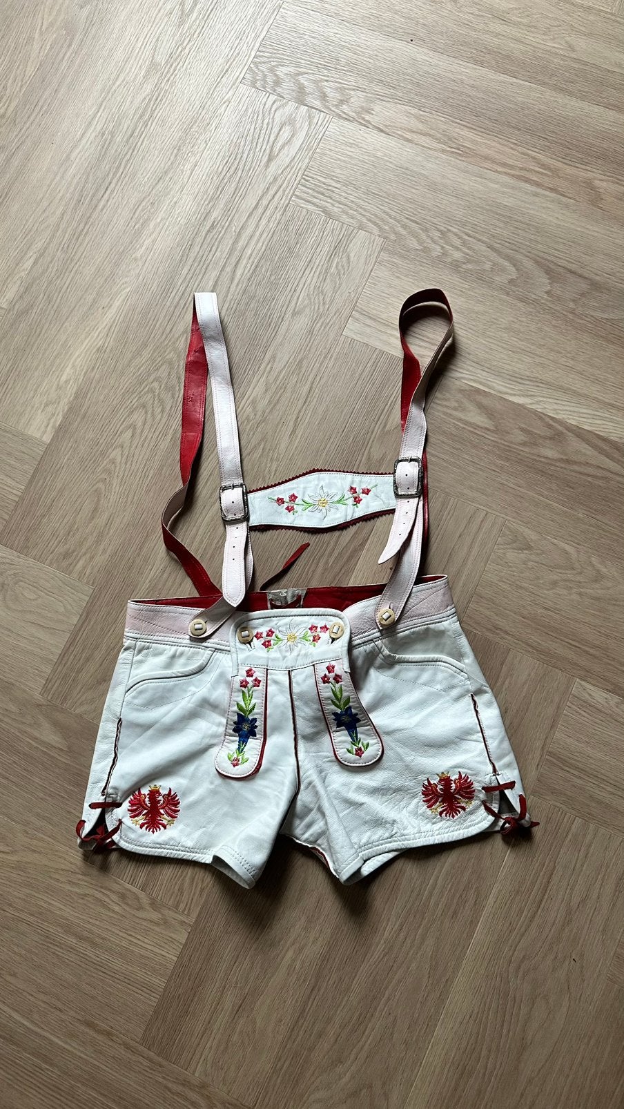 Trachten vrouwen lederhose wit leer maat 40, Ophalen of Verzenden, Zo goed als nieuw, Overige maten