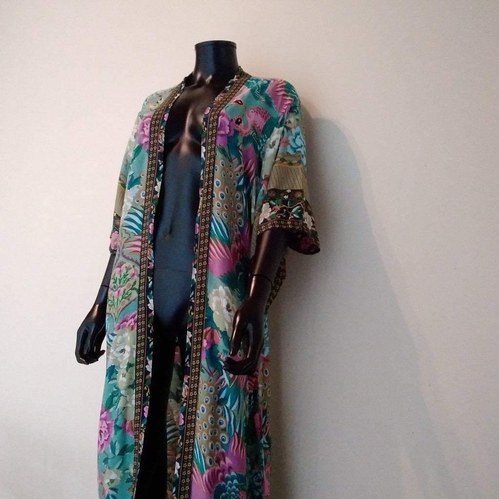 Prachtige kleurrijke  lange kimono, Overige kleuren, Verzenden, Maat 42/44 (L), Onder de knie