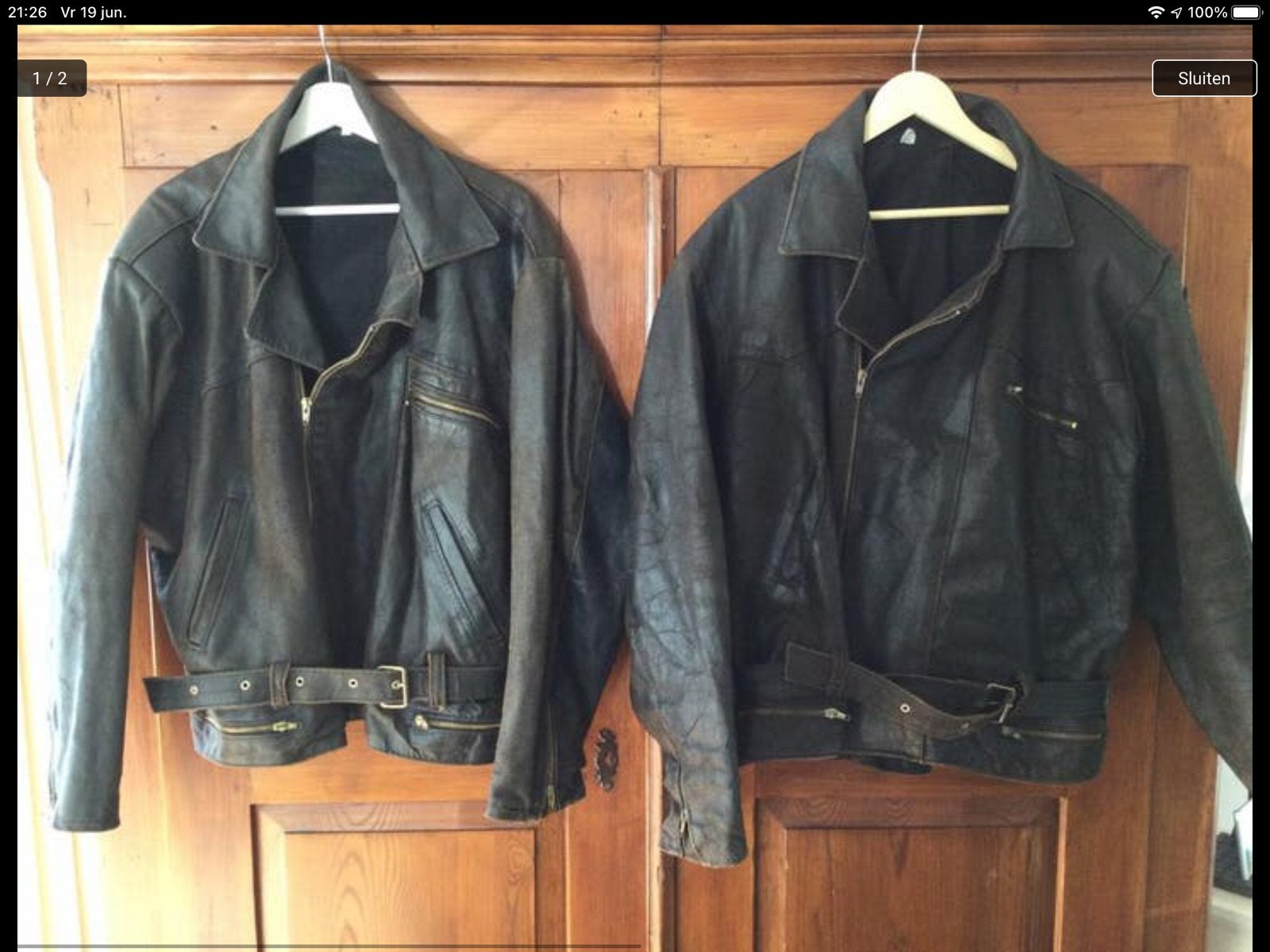 Te koop 2x leren retro Jack, Ophalen