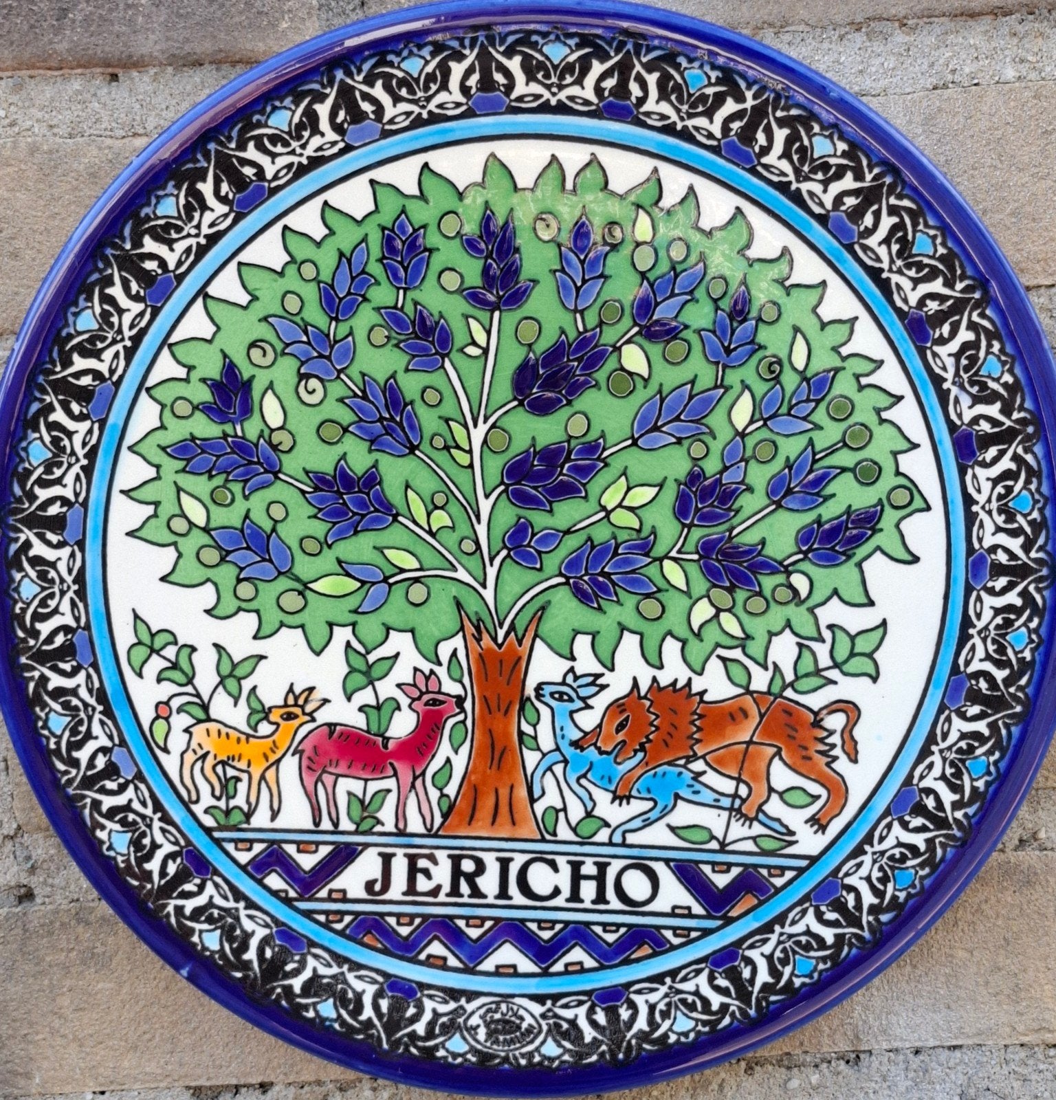 Wandbord. JERICHO. Jeruzalem. Handpainted. 27 cm., Ophalen