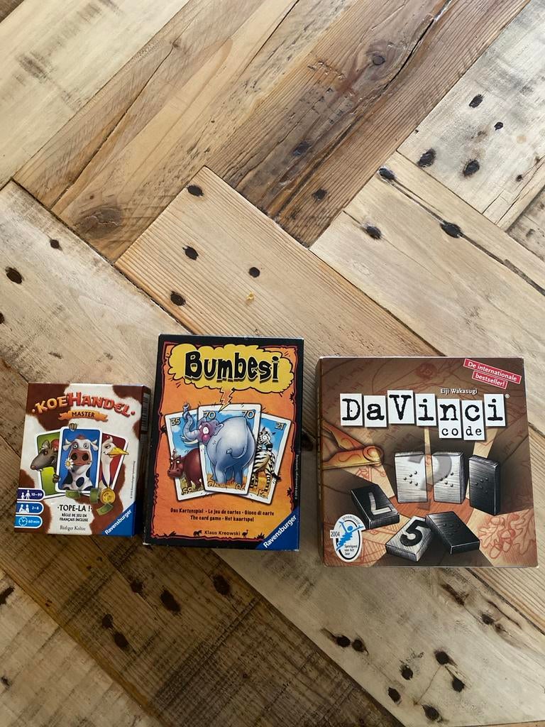 Koehandel Master, Bumbesi & Davinci Code - Zo goed als nieuw, Hobby en Vrije tijd, Gezelschapsspellen | Bordspellen, Vijf spelers of meer