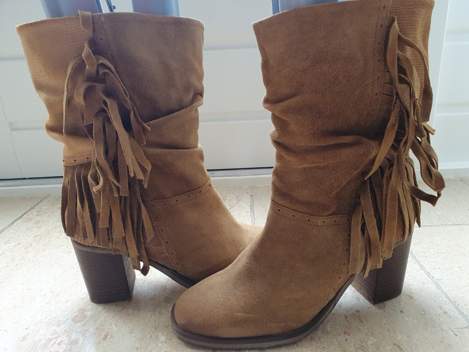 Nieuwe stoere leren western laarsen., Ophalen, Bruin, Lage of Enkellaarzen, Nieuw