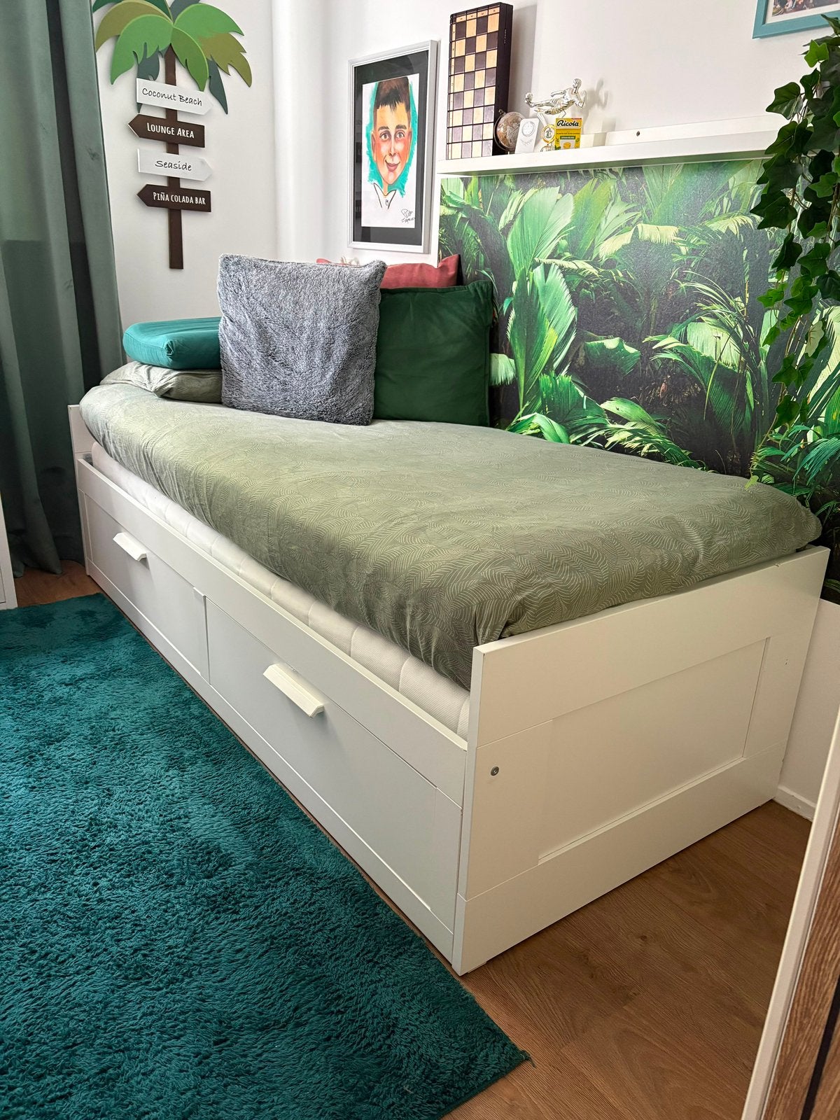 Ikea bedbank Hemnes witte, Ophalen, Zo goed als nieuw, Tweepersoons, 80 cm