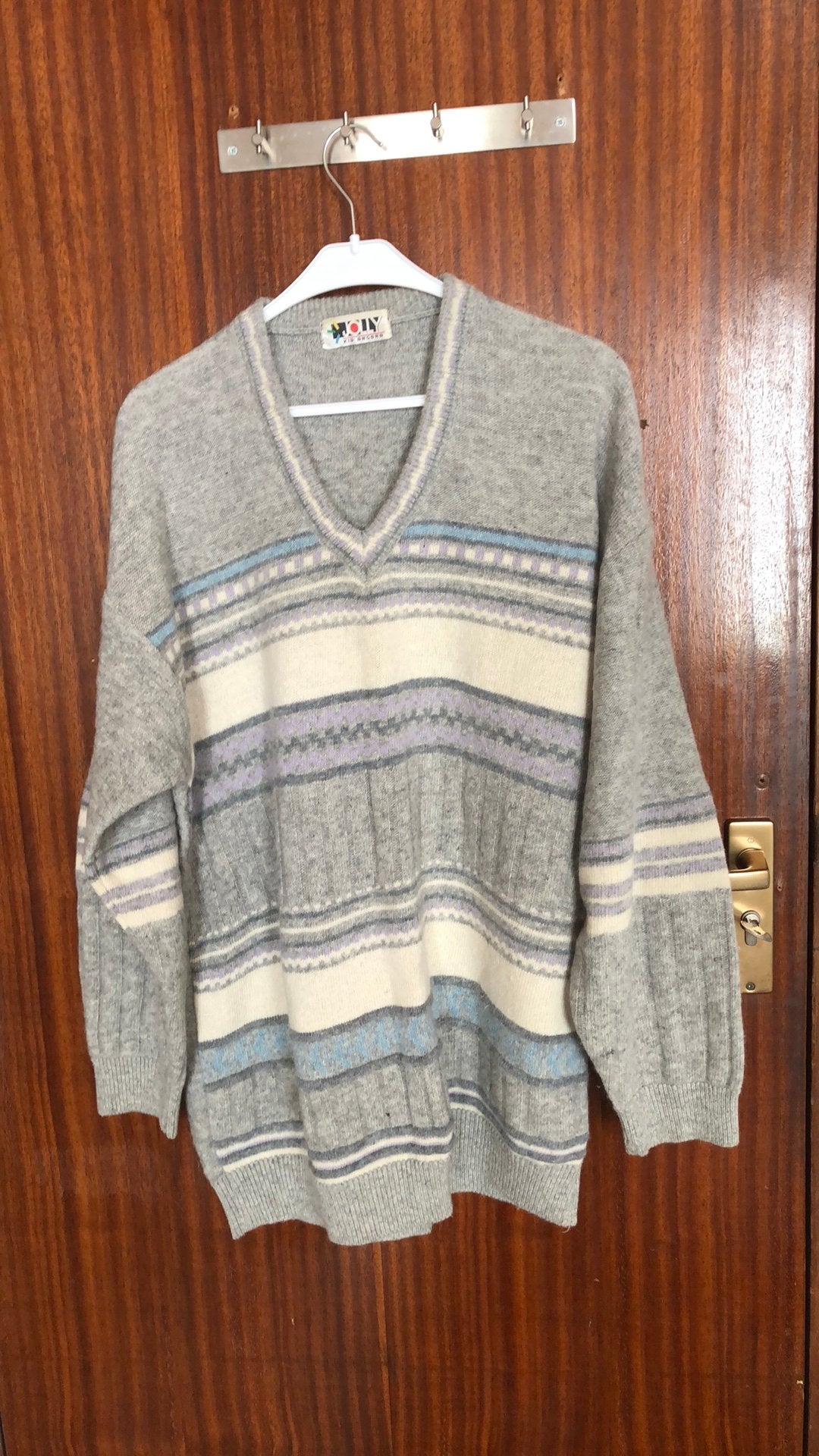 Angora heren V hals trui, Ophalen of Verzenden, Zo goed als nieuw, Maat 46/48 (XL) of groter, Grijs