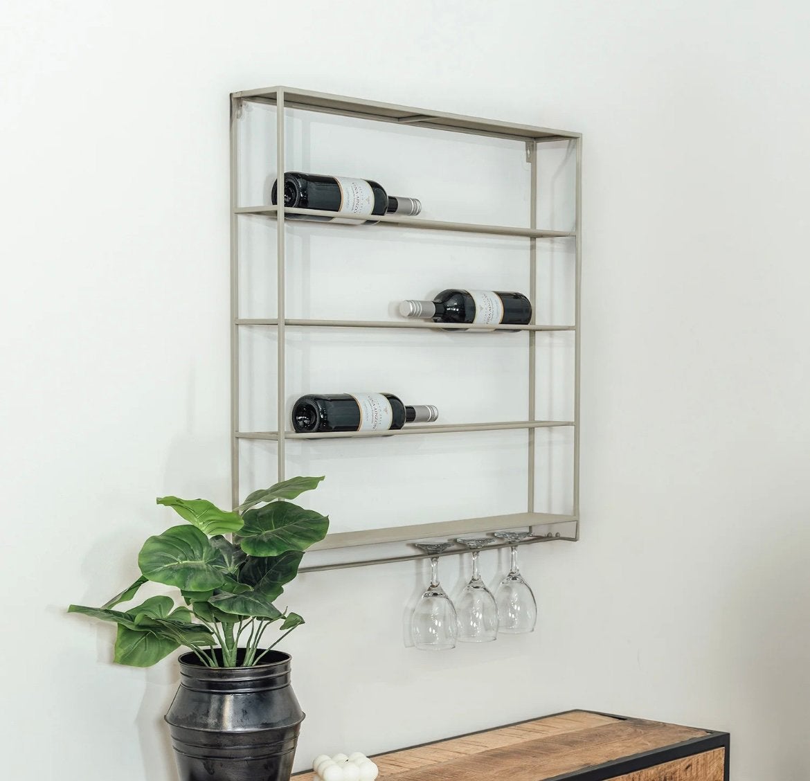 Wijnrek taupe, Huis en Inrichting, Woonaccessoires | Wijnrekken, Ophalen, Nieuw, Metaal, 75 – 100