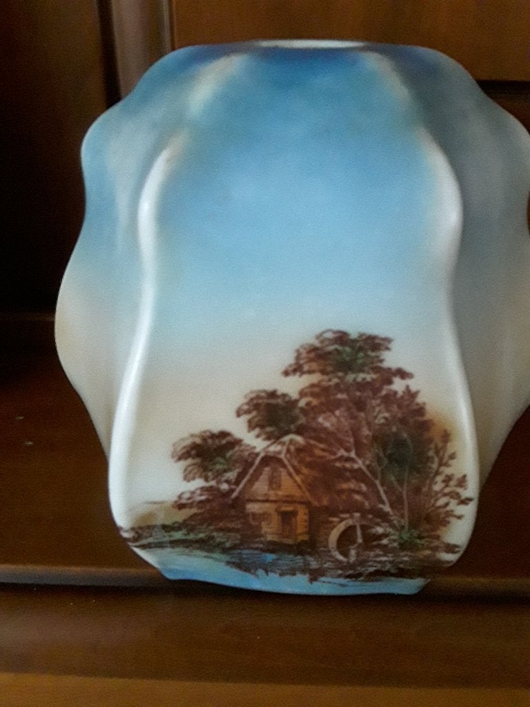 OPALINE LAMPEKAPJE. antiek lampekapje. 6 hoekig lampekapje, Ophalen of Verzenden
