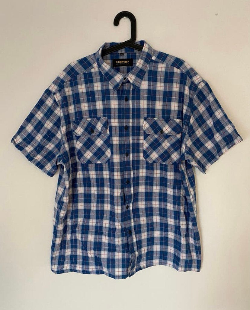 Zomer heren storvik overhemd korte mouw. xxl, Verzenden, Zo goed als nieuw, Blauw, Overige halswijdtes