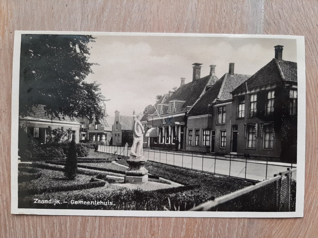 oude kaart Zaandijk, Gemeentehuis, jaren 30?, Verzenden, 1920 tot 1940, Ongelopen, Noord-Holland