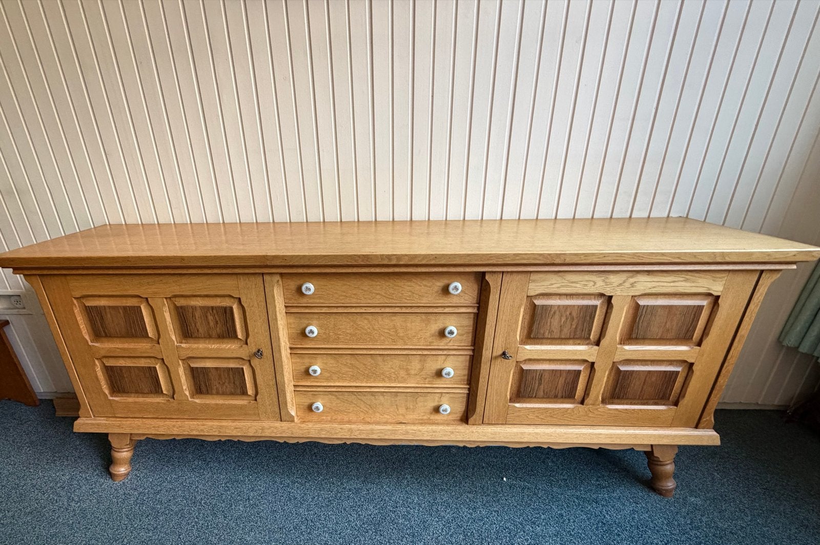 Dressoir met 2 deuren en 4 laden - 210x49x82 cm, Ophalen, Gebruikt, 200 cm of meer, Met lade(s)