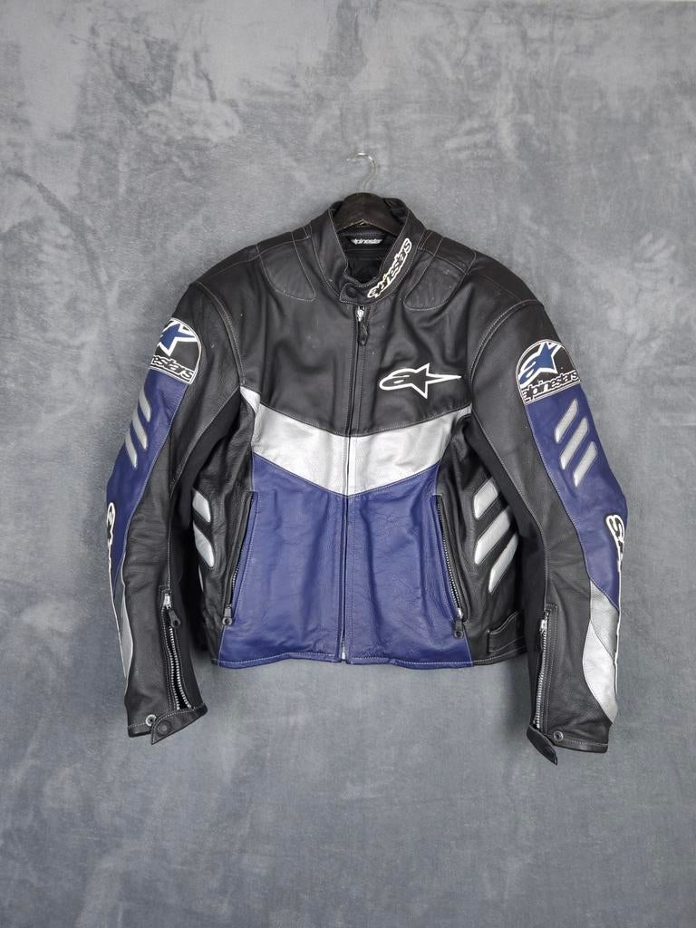 Alpinestars Leren Motor Jas maat 56 Zwart Blauw Motorjas., Motoren, Kleding | Motorkleding, Alpine Stars, Heren, ., Jas | leer