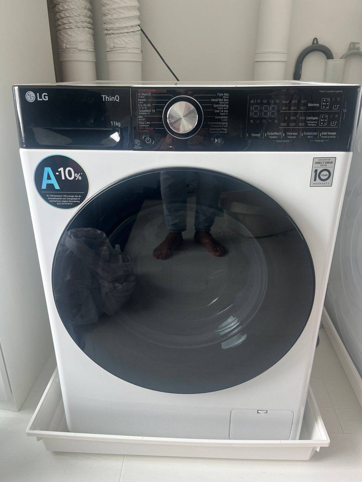 LG Wasmachine F4WR7511SYW, Ophalen, 1200 tot 1600 toeren, 10 kg of meer, Zo goed als nieuw