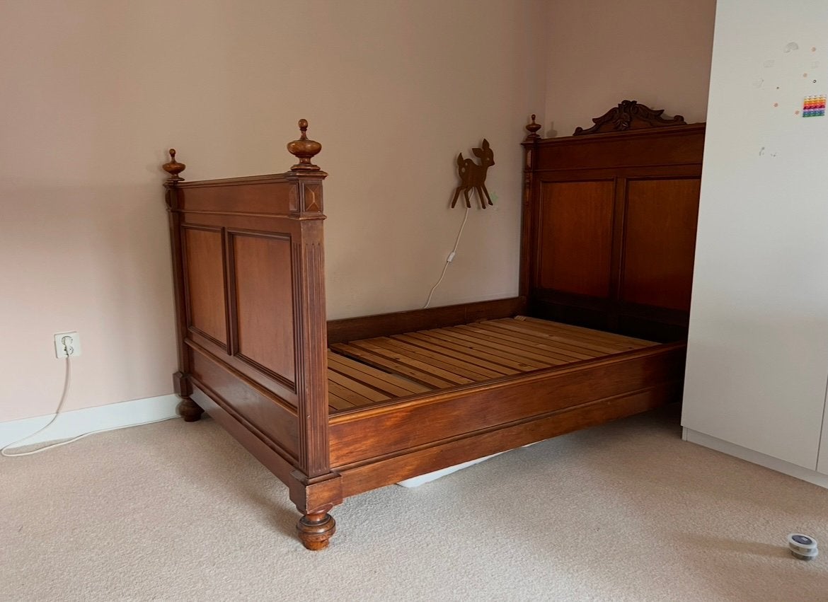 Mooi antiek bed, demontabel, twijfelaar, Ophalen of Verzenden