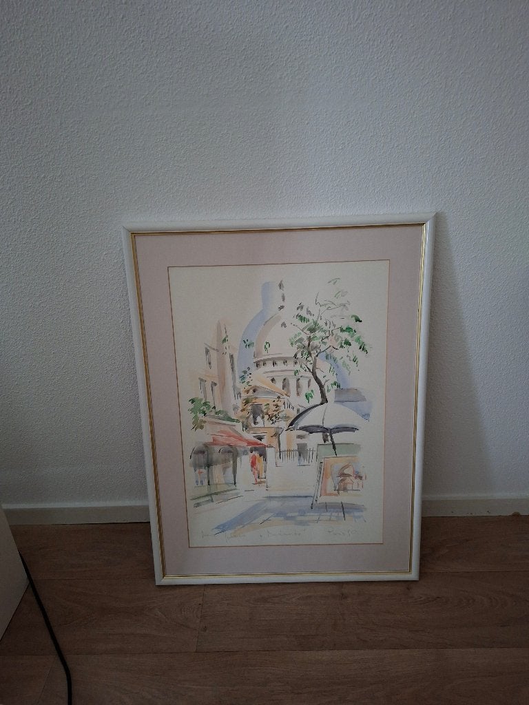 Aquarel/ schilderij MontMartre, Ophalen, Overige stijlen, Overige ondergronden, Aquarel