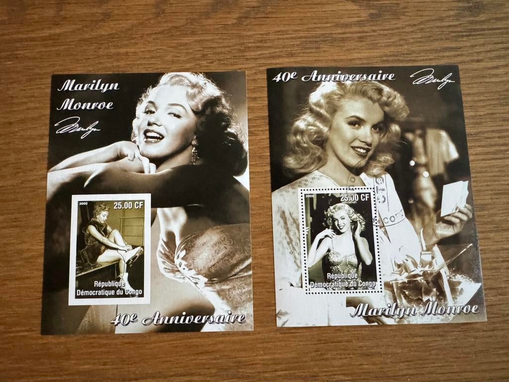 Congo 2x blok Marilyn Monroe, Postzegels en Munten, Ophalen of Verzenden, Gestempeld