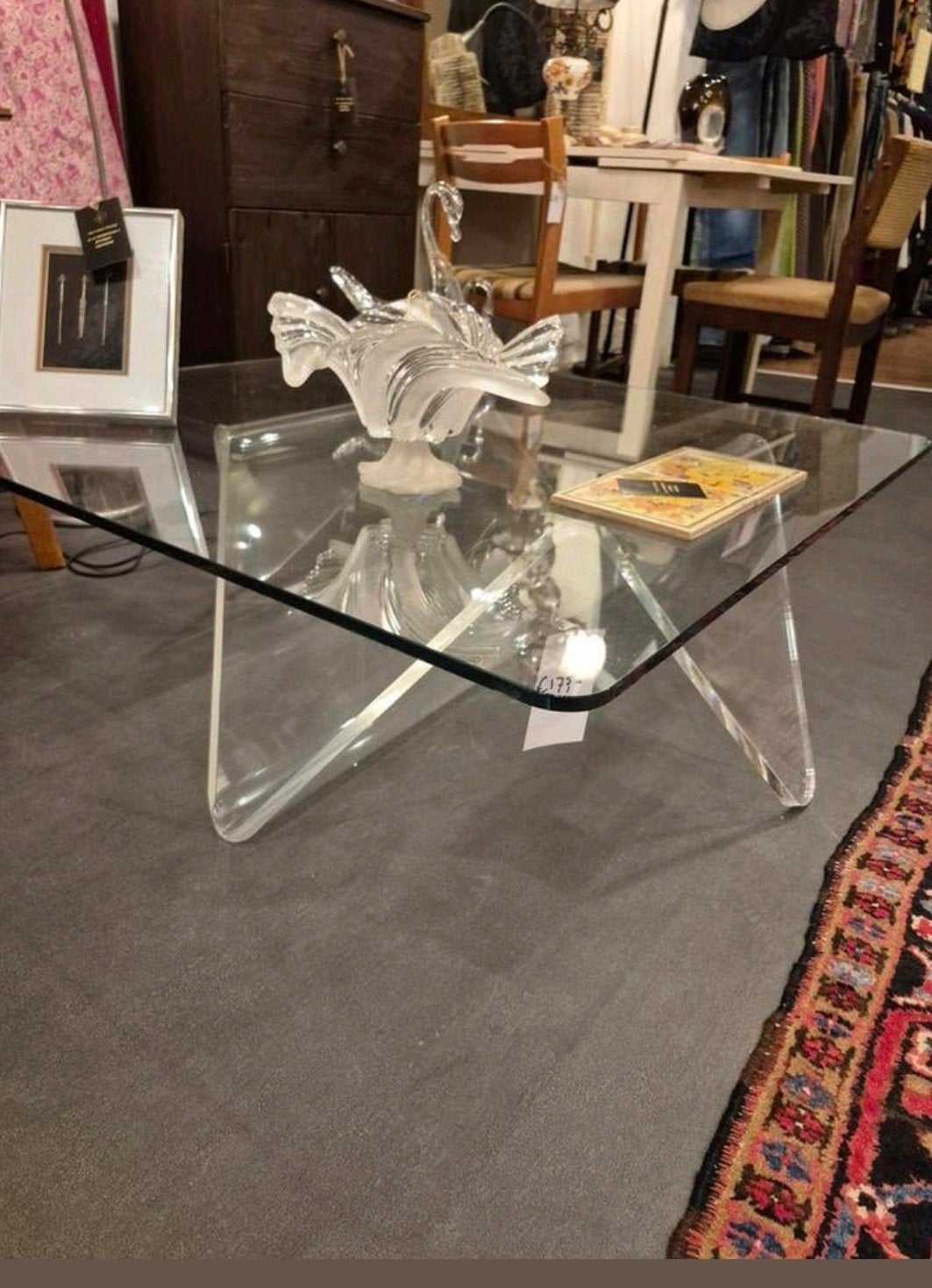design tafel van glas bovenblad met plexiglas onderstel, Ophalen, Vierkant, Minder dan 50 cm, Modern, Design, Minimalistisch