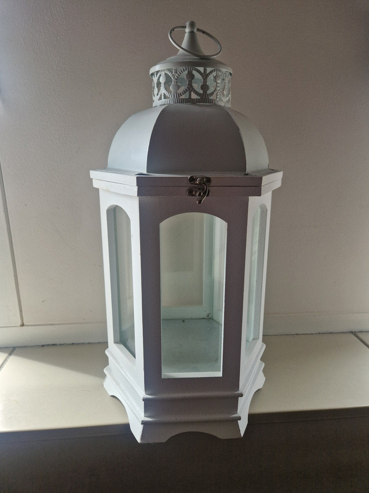 Witte decoratieve lantaarn, Ophalen, Gebruikt, Lantaarn, Hout
