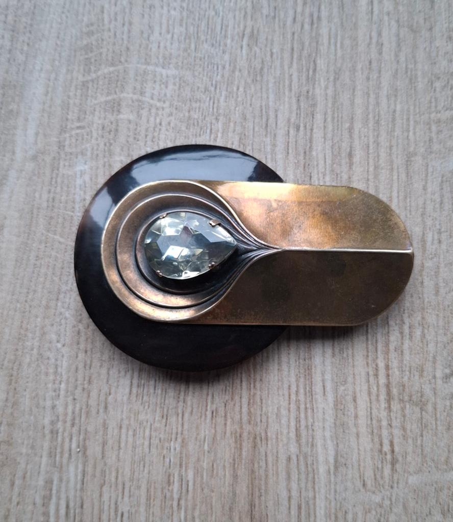 Vintage Modernistische Broche Ermani Bulatti, Ophalen of Verzenden, Zo goed als nieuw, Zilver, Overige materialen