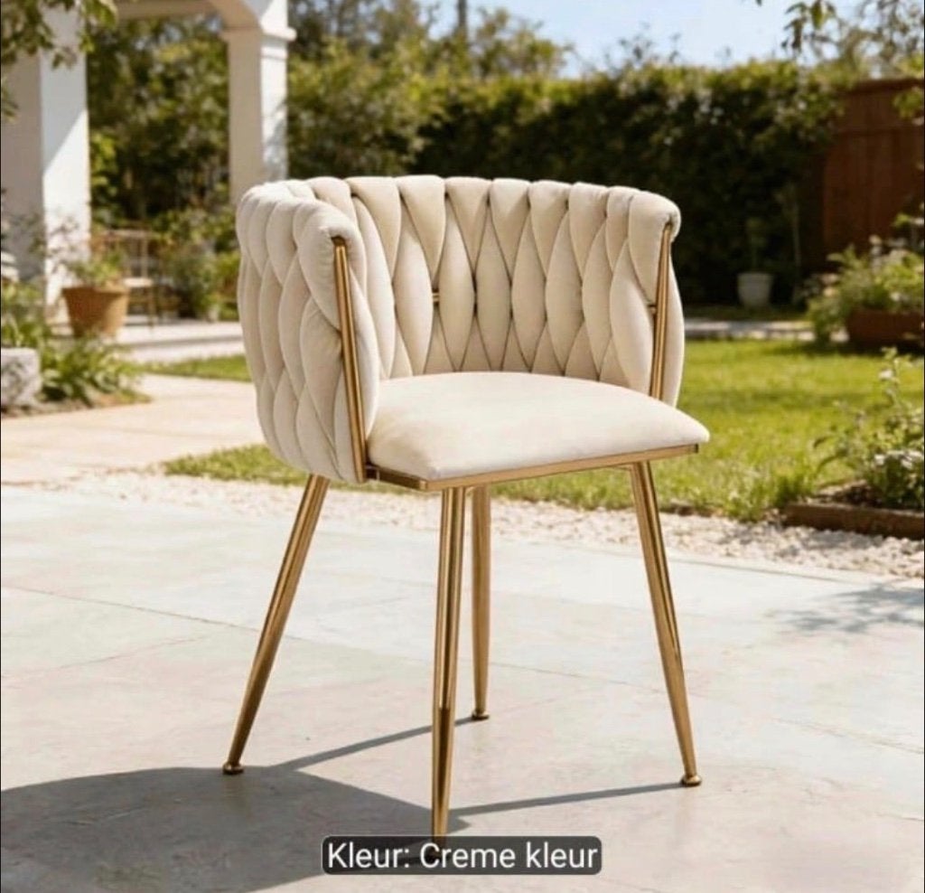 4 beige eetkamerstoelen, Huis en Inrichting, Stoelen, Ophalen, Overige materialen, Overige kleuren, Luxe