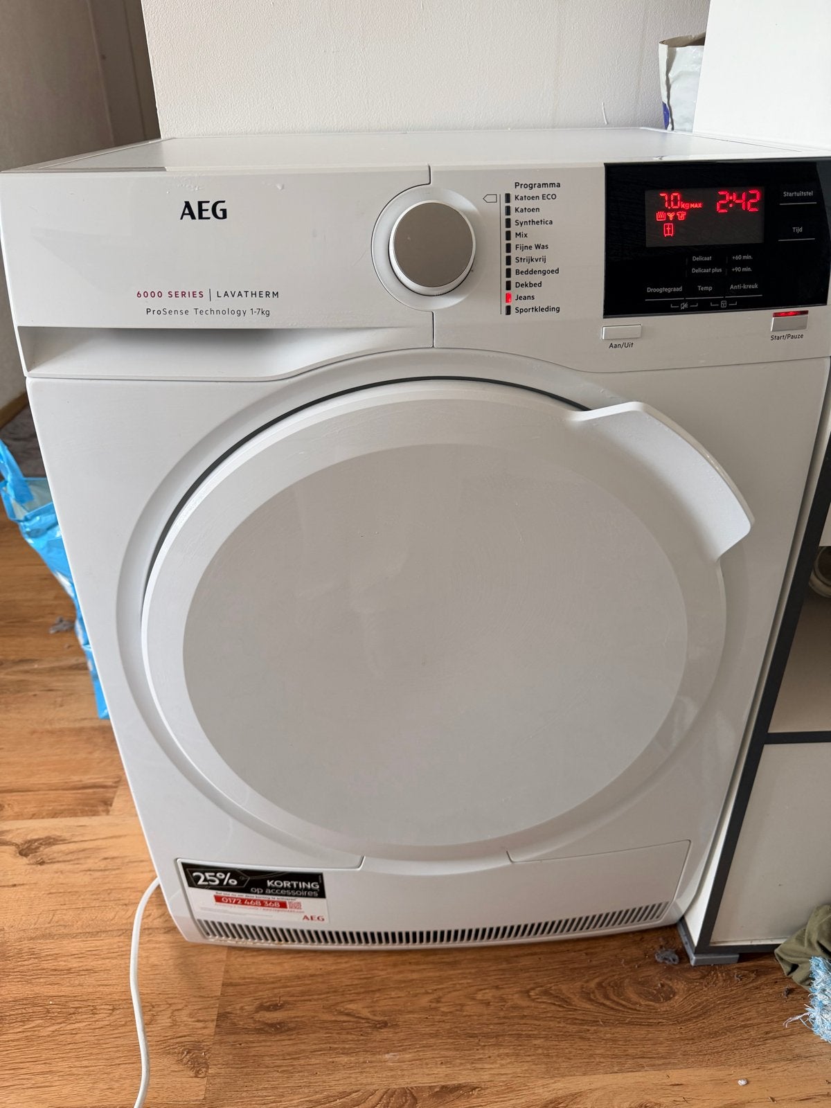 AEG Lavatherm 6000 Series ProSense 7kg Wasdroger, 6 tot 8 kg, Ophalen of Verzenden, Zo goed als nieuw, Voorlader