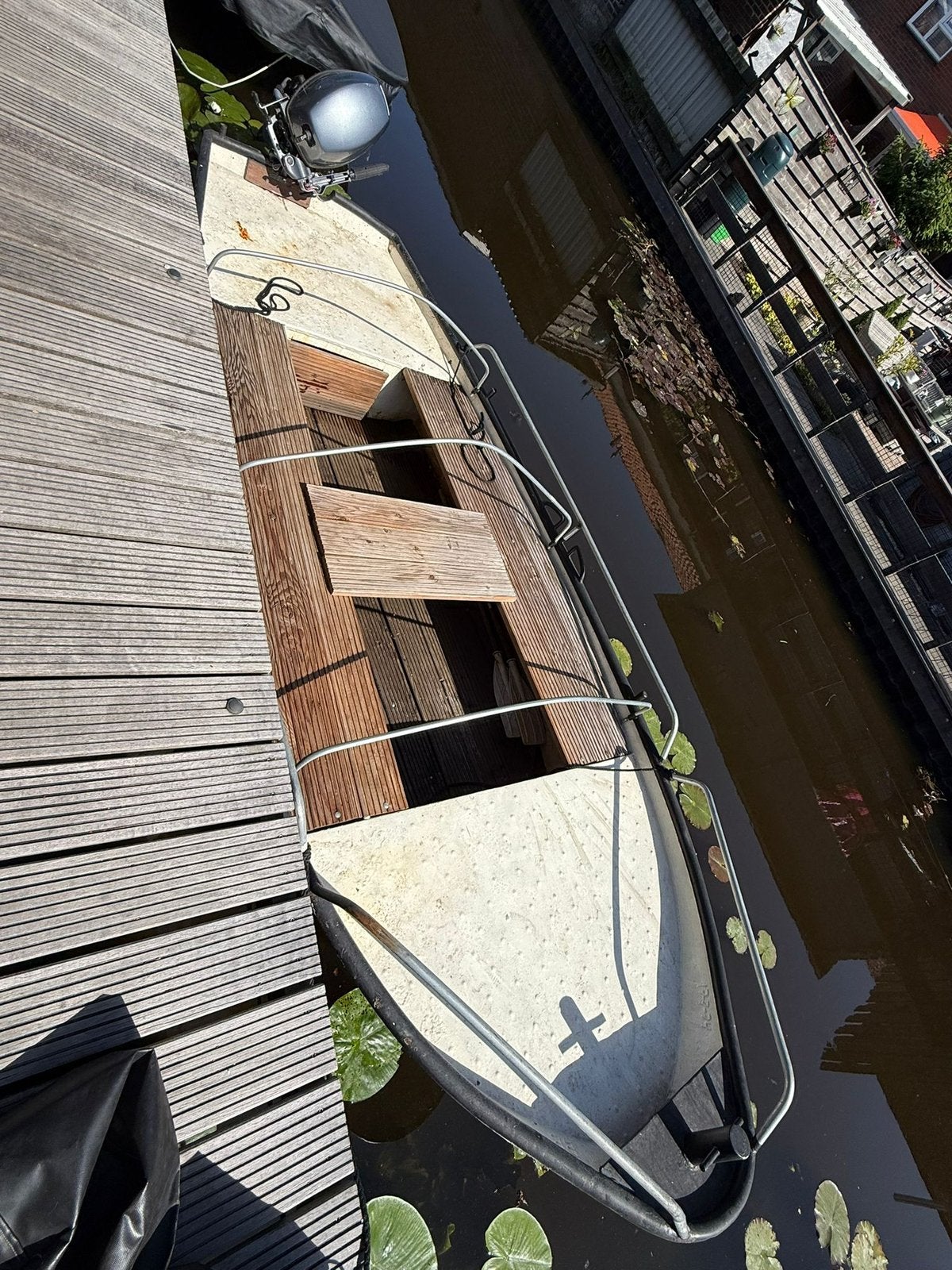 Grachtenboot stalen vlet opknappertje, Ophalen, Gebruikt