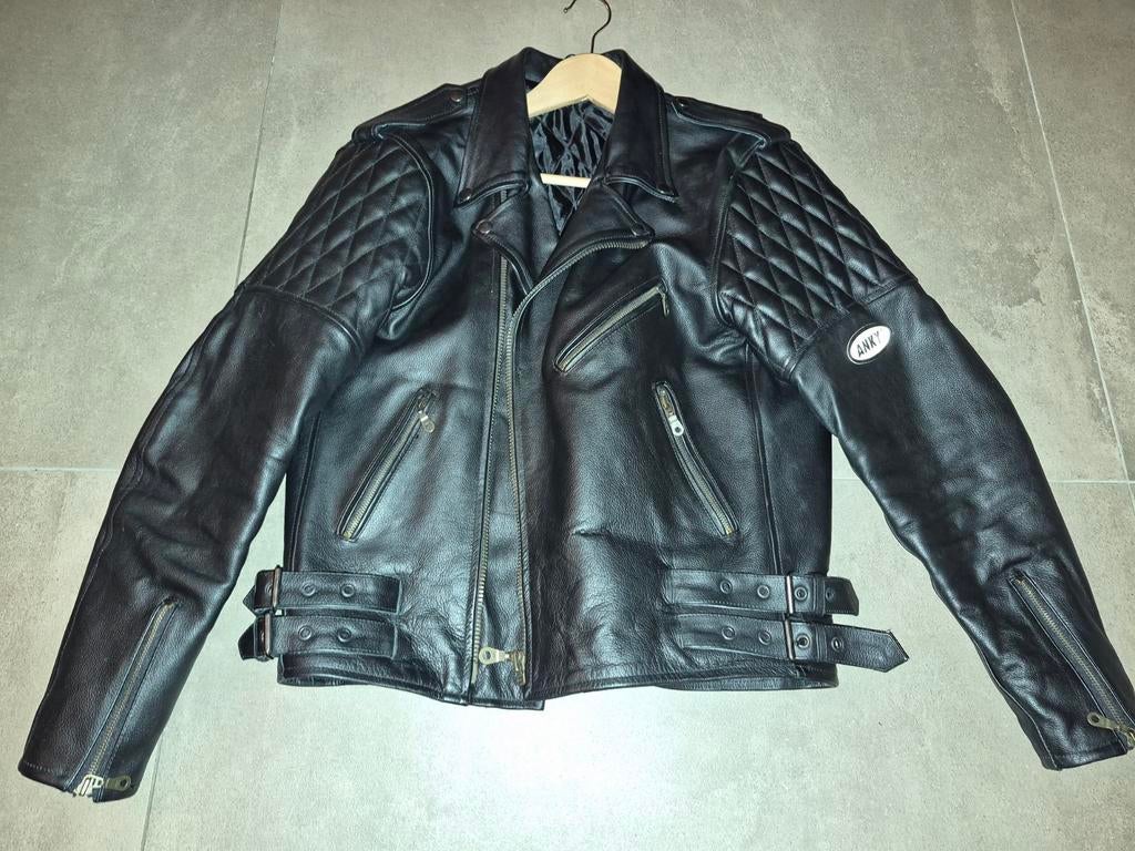 Zwart leren motorjas XXL - Klassieke stijl, Jas | leer, Ophalen of Verzenden, Tweedehands, Heren