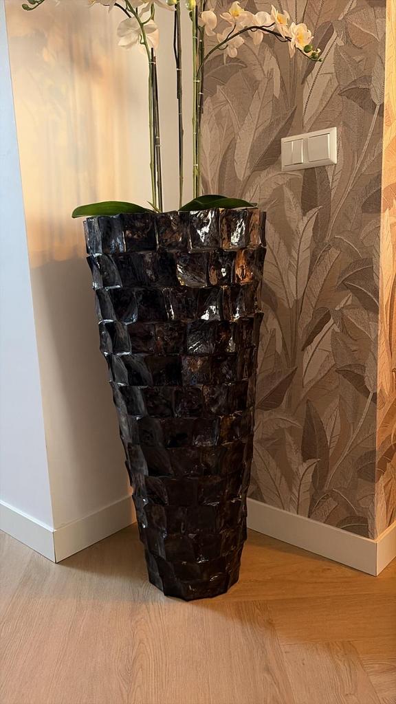 Grote Zwarte schelpen  Vaas zonder Orchideeën  38x38x90, Huis en Inrichting, Woonaccessoires | Vazen, Overige materialen, Zwart