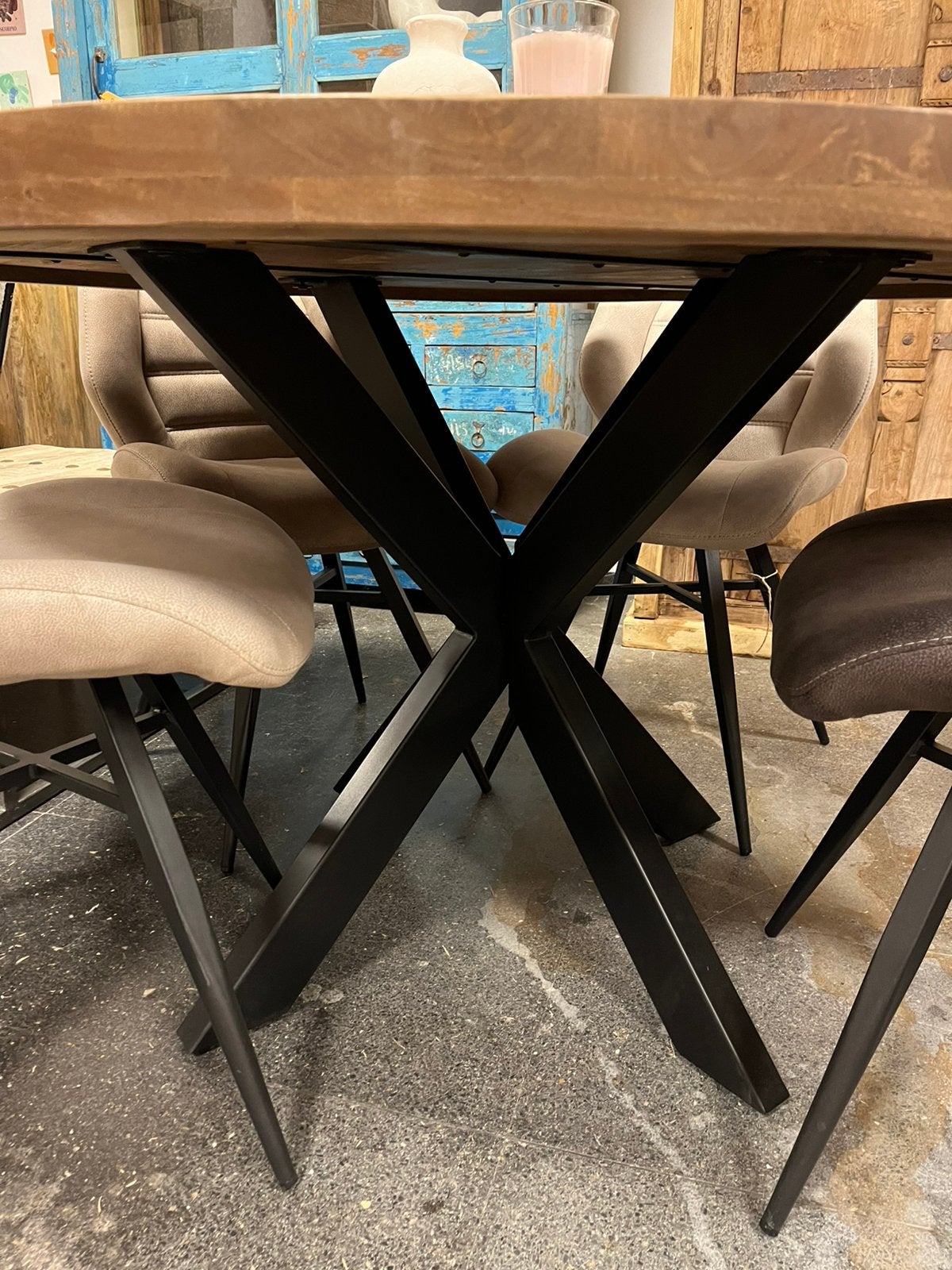 Magazijn leegverkoop ronde eettafel mangohout matrix, Hout, Nieuw, Ophalen of Verzenden, Info@wkhome.nl