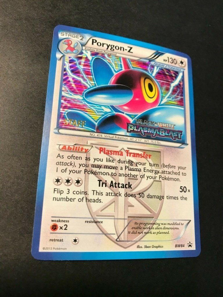 Pokemon plasma blast porygon z holo bw84 staff, Ophalen of Verzenden, Zo goed als nieuw, Losse kaart, Foil