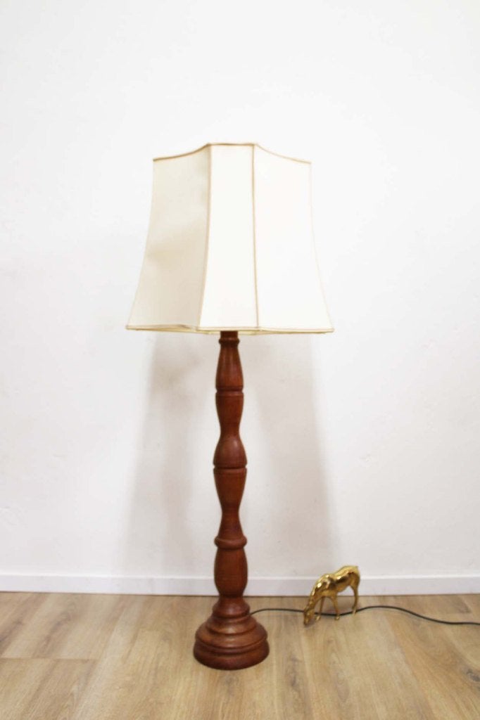 Japandi / Wabi Sabi lamp met kap. Houten vintage schemerlamp, Ophalen, O, O, Hout