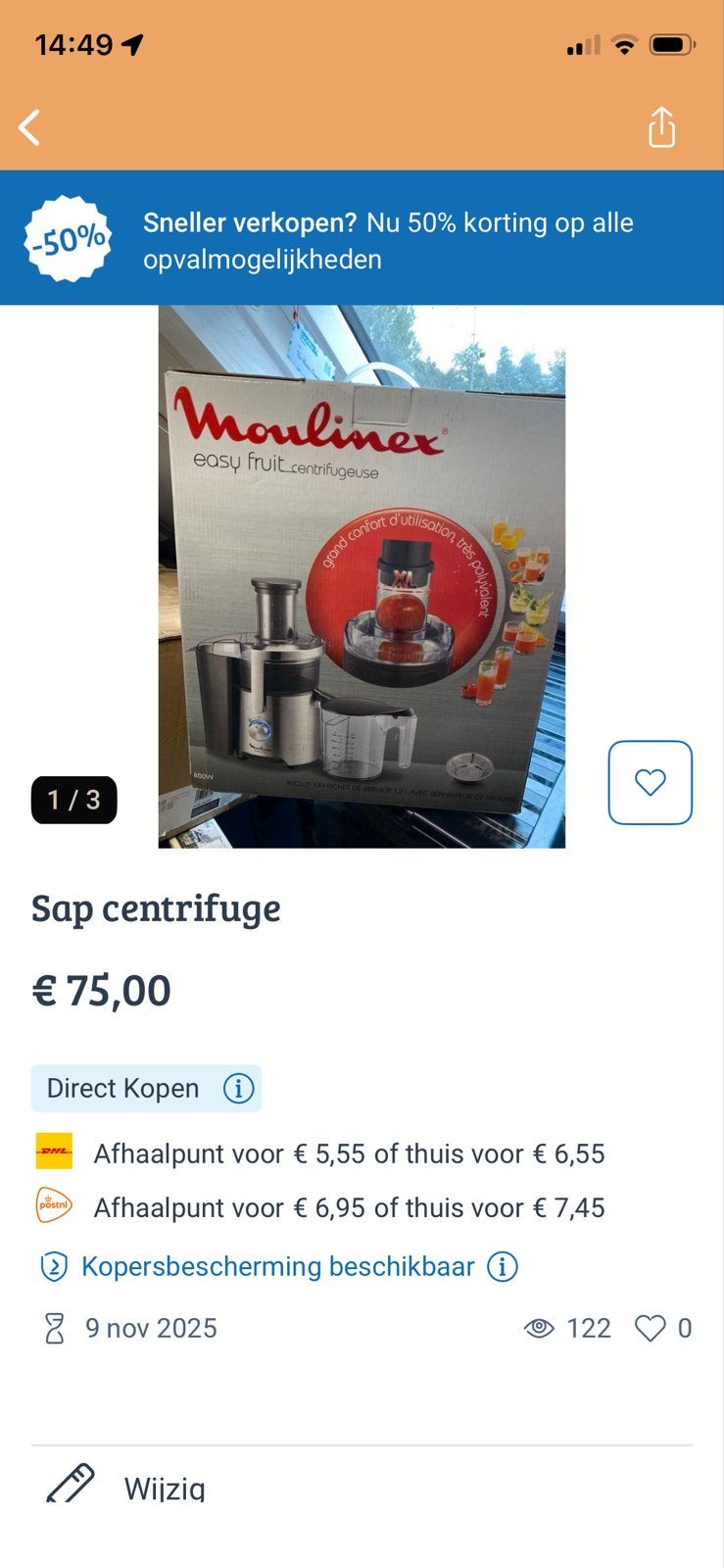 Moulinex Easy Fruit Sapcentrifuge - Nieuw in doos, Witgoed en Apparatuur, Juicers, Ophalen of Verzenden, Nieuw, Elektrisch, Sapcentrifuge