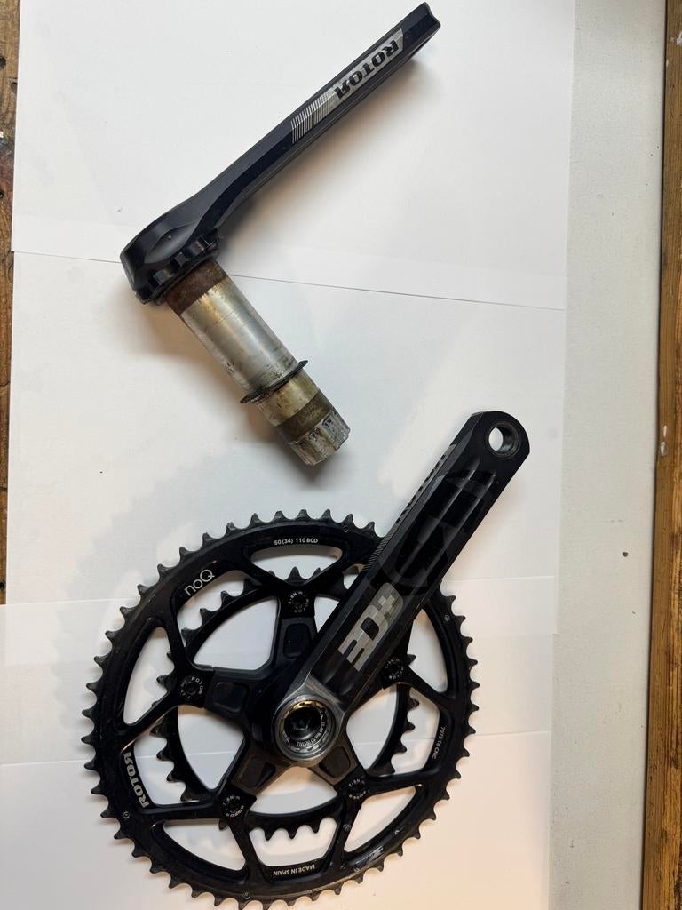 Rotor 3D+ crankstel 172,5 (gebruikt) + div. bladen (nieuw), Ophalen, Gebruikt, Crankstel of Pedalen