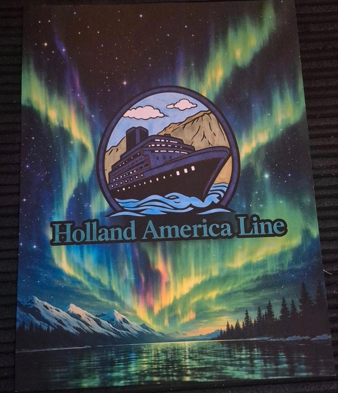 Holland America Line poster - Noorderlicht 30x40 cm, Ophalen of Verzenden, Zo goed als nieuw, Kaart, Foto of Prent