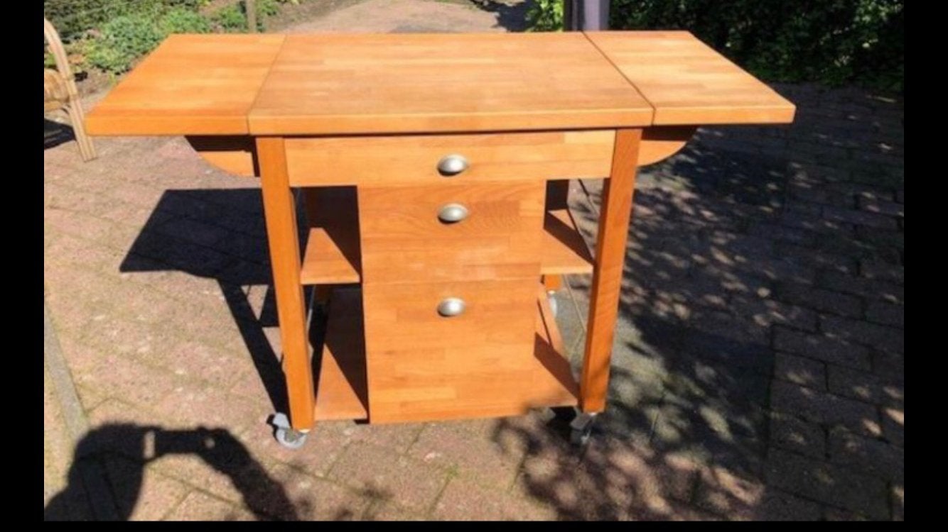 Houten trolley keukenblok. beukenhout, Ophalen, Hout