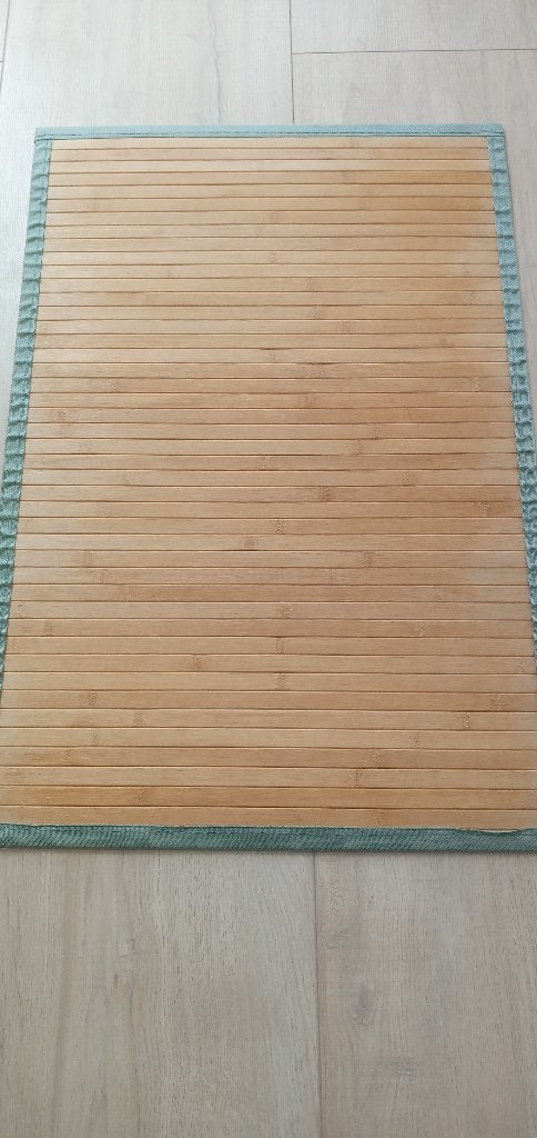 Bamboe badmat naturel -latjes, groene afwerkbies- 75x50 cm, Overige kleuren, Overige merken, Nieuw, Ophalen of Verzenden