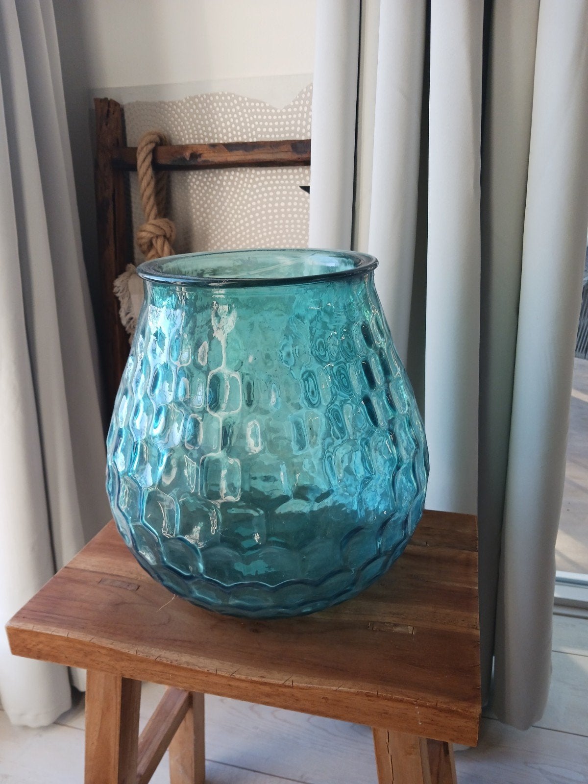 Grote glazen vaas, Ophalen, Zo goed als nieuw, Blauw, Glas