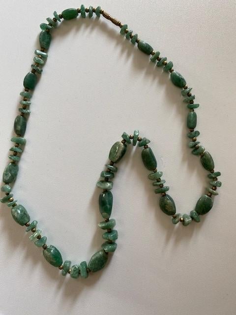 Ketting groene jade, Sieraden, Tassen en Uiterlijk, Kettingen, Ophalen of Verzenden, Zo goed als nieuw, Groen, Steen of Mineraal