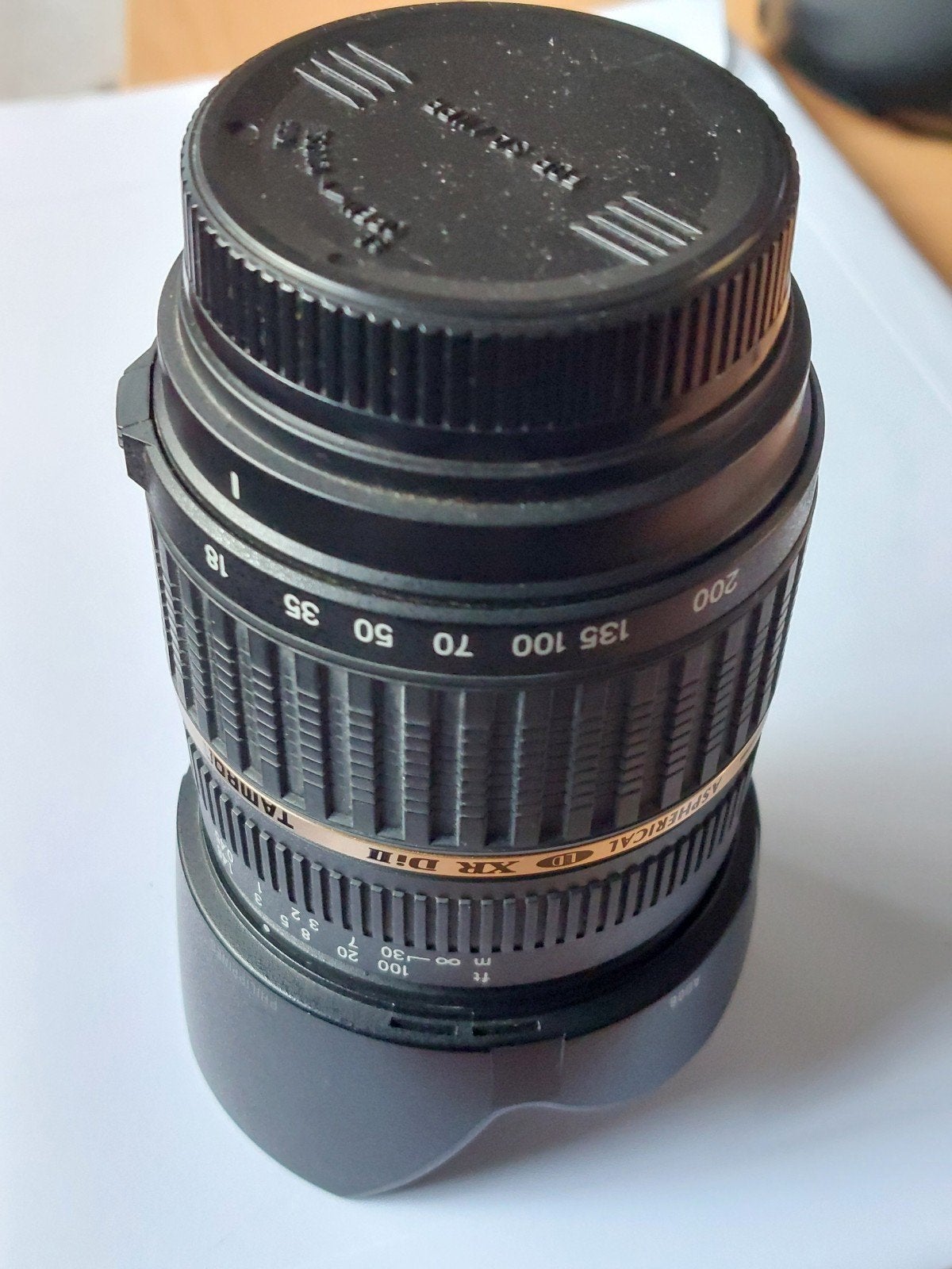 Tamron AF 18-200mm F/3.5-6.3 (IF) MAC voor PentaxRO lens, Gebruikt, Ophalen of Verzenden, Pentax K-mount, Zonnekap
