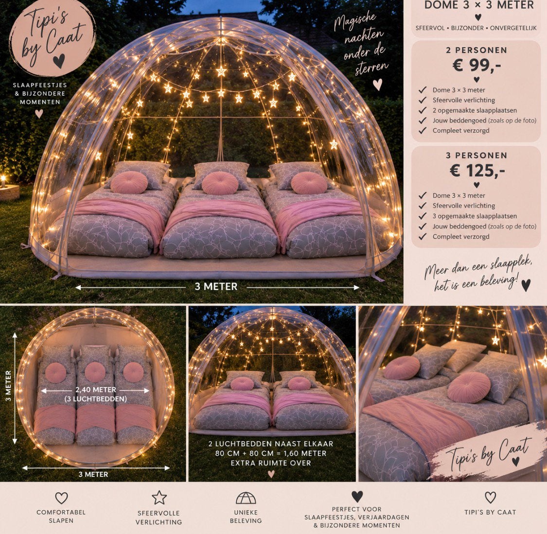 NIEUW! Transparante dome| Feestje, slaapfeestje & meer, Ophalen, Nieuw, Verjaardag