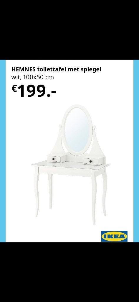 Hemnes Ikea kaptafel, Ophalen, 50 tot 100 cm, Zo goed als nieuw, Minder dan 100 cm