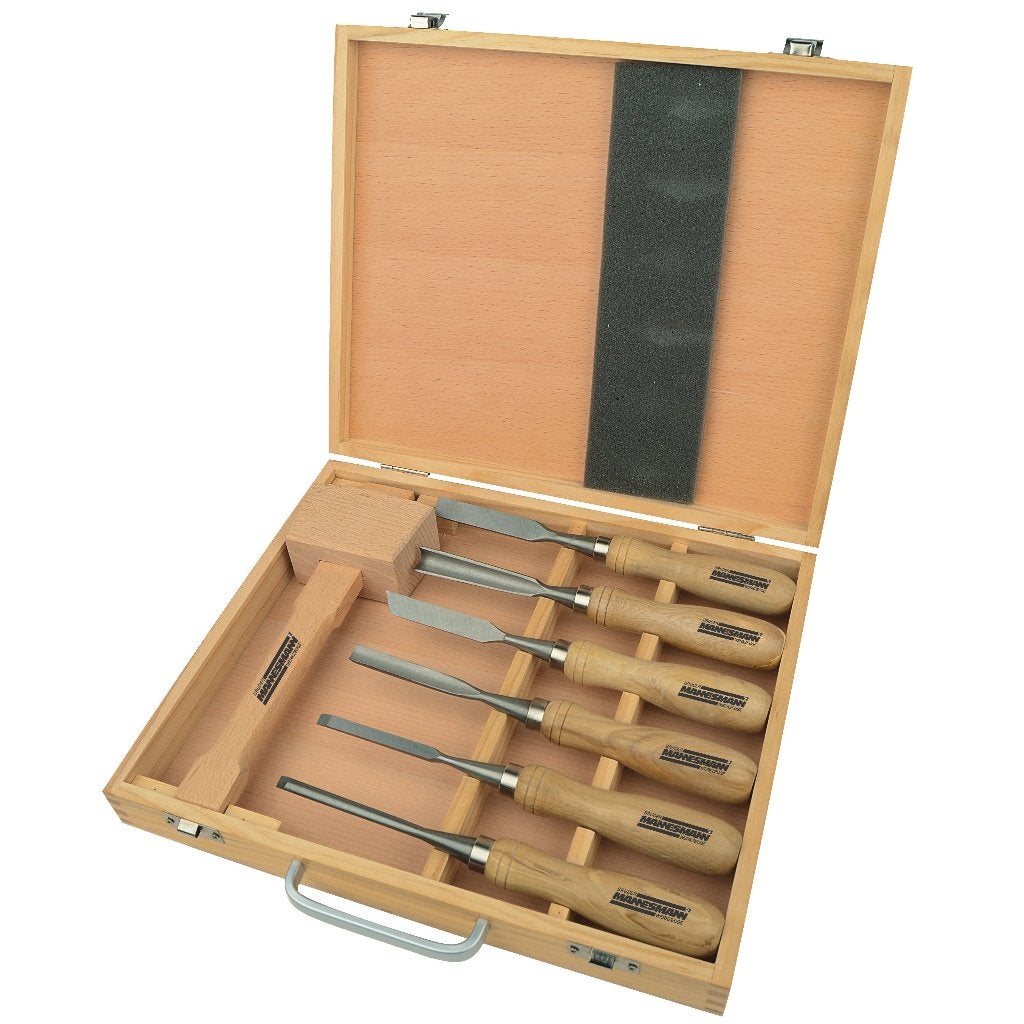 UITVERKOOP! Mannesmann 7-delige set HOUTDRAAIBEITELS