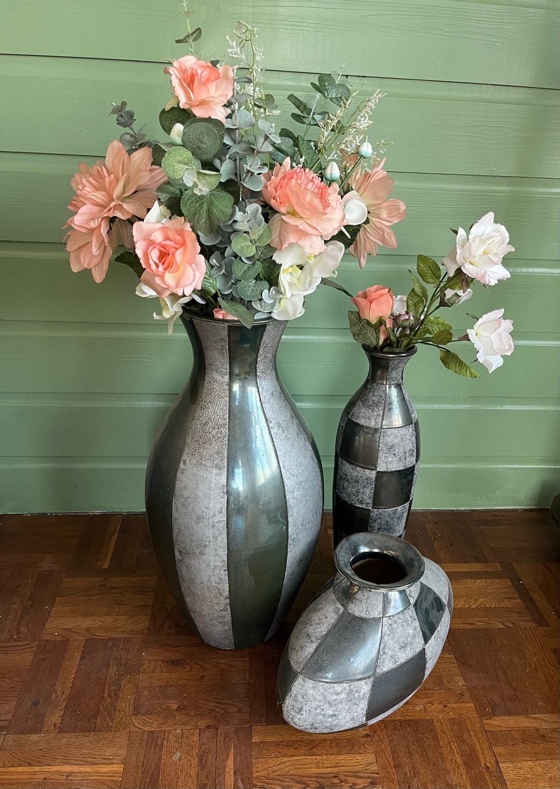 Set van 3 decoratieve vazen met kunstbloemen, Huis en Inrichting, Woonaccessoires | Vazen, Ophalen