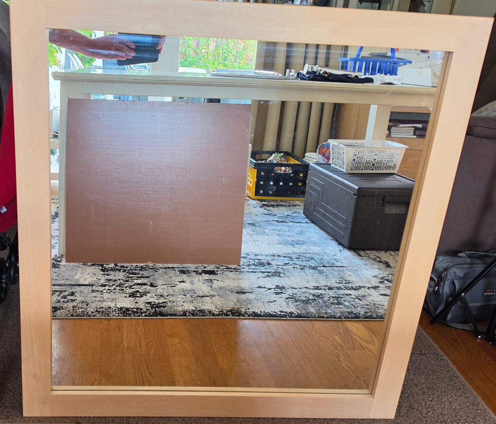 IKEA NISSEDAL Spiegel (91 x 96 cm) - Licht Eiken - Zgan!, Huis en Inrichting, Woonaccessoires | Spiegels, Ophalen, Zo goed als nieuw