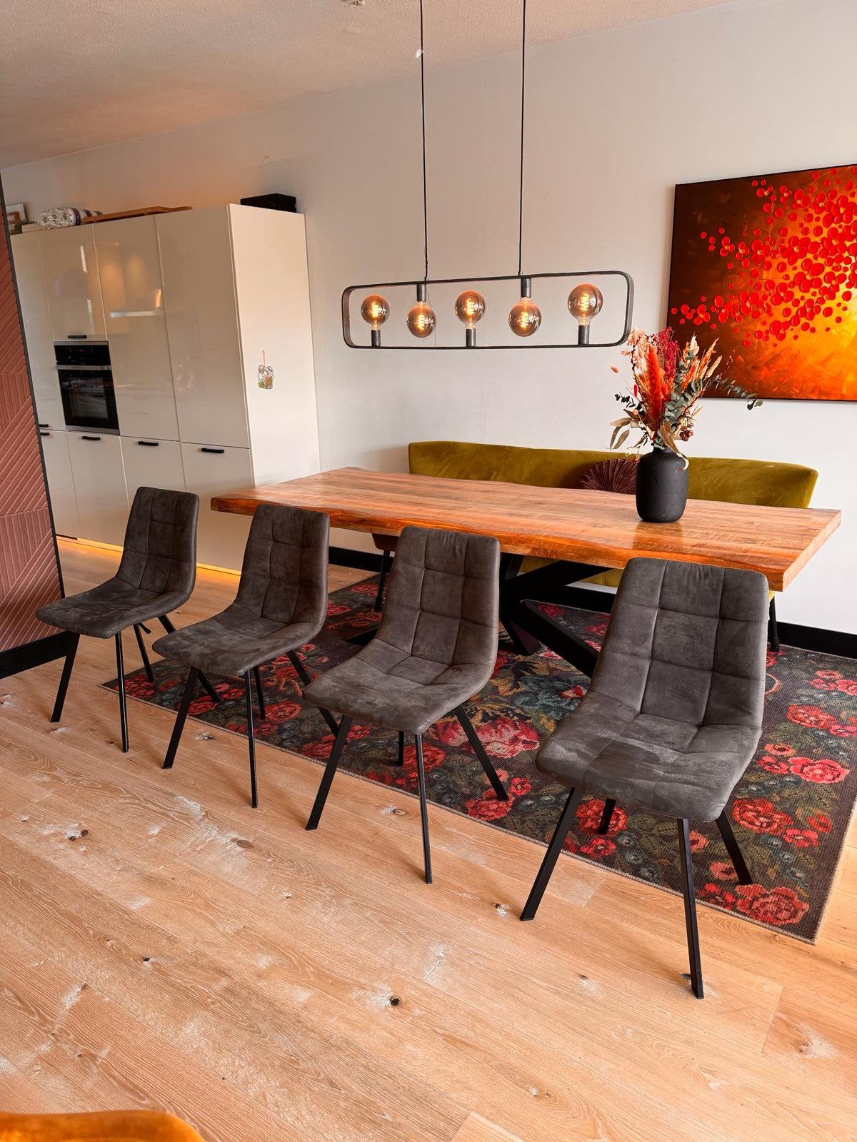 4 Label51 Jelt eetkamerstoelen, Huis en Inrichting, Stoelen, Ophalen, Bruin, Zo goed als nieuw, Vier