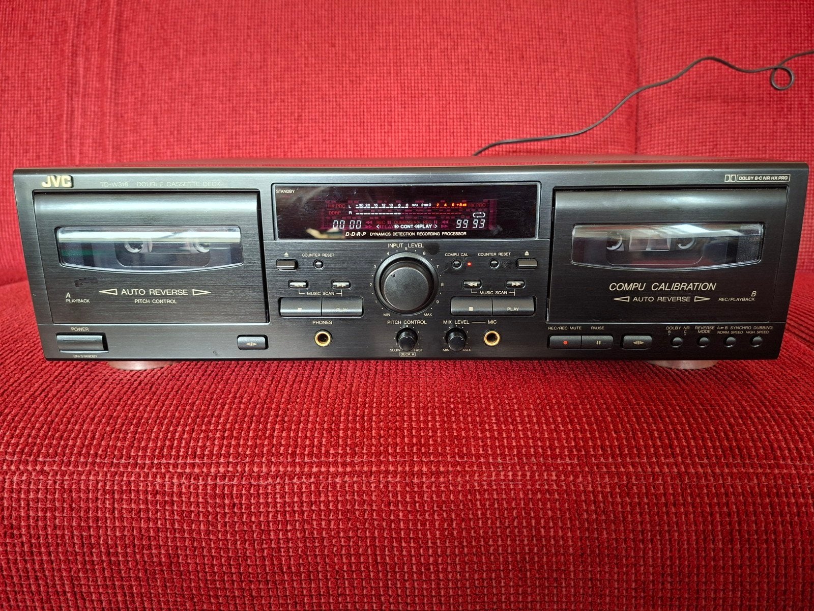 JVC TD W318 luxe dubbel auto reverse cassettedeck, Ophalen, Dubbel, JVC, Auto-reverse
